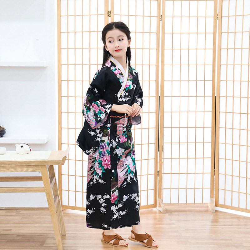 2025春夏新款儿童和服日式浴袍女孩公主裙表演服气质可爱蝴蝶结