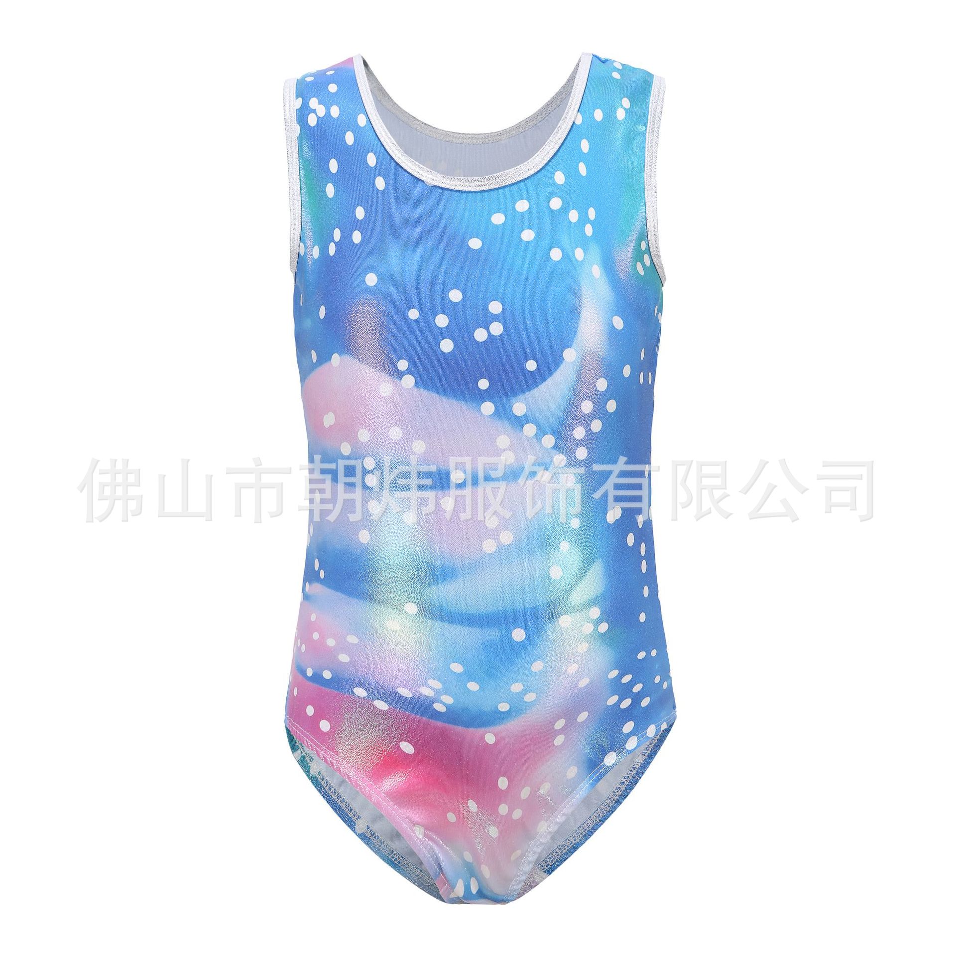 现货露背设计儿童烫金舞蹈服专用儿童体操服紧身衣表演服儿童舞蹈
