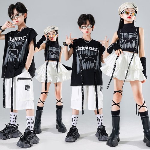 儿童街舞演出服男童嘻哈套装男孩hiphop少儿女童爵士舞表演服装