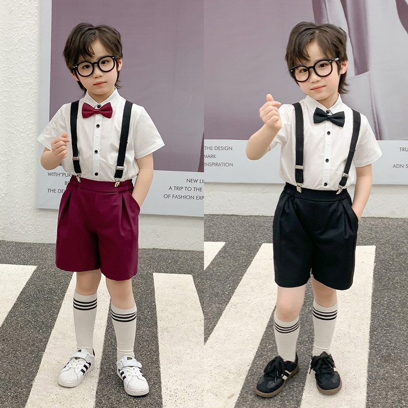 男童西装套装儿童小主持人表演服男孩六一演出服装花童婚礼服夏季