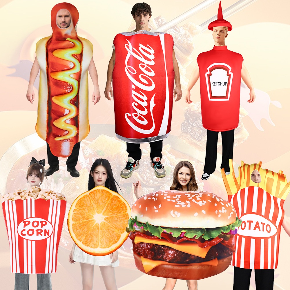 万圣节派对食物cosplay角色扮演服装爆米花可乐热狗复合海绵服饰