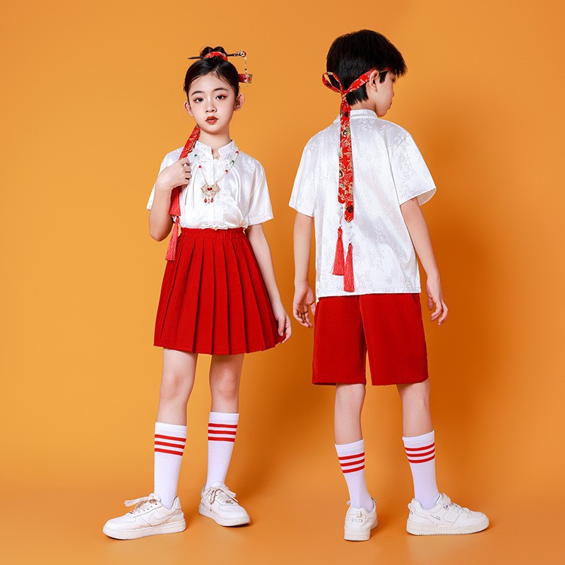 六一儿童大合唱团演出服诗歌朗诵表演中小学生中国风国潮街舞短袖
