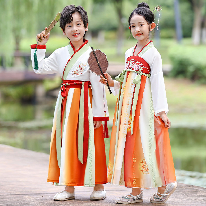 春季促销汉服男女童2025新款中国风表演唐装儿童古装国学演出服
