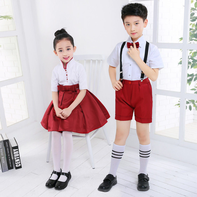 六一儿童礼服男女童演出服装中小学生大合唱朗诵表演服校服背带裤