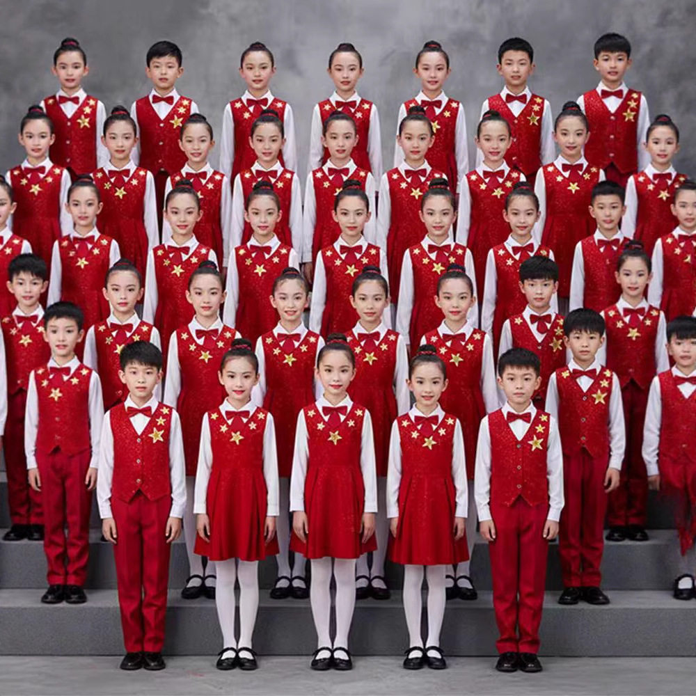 如愿儿童合唱演出服中小学生爱国表演男女童万疆舞蹈诗歌朗诵服装