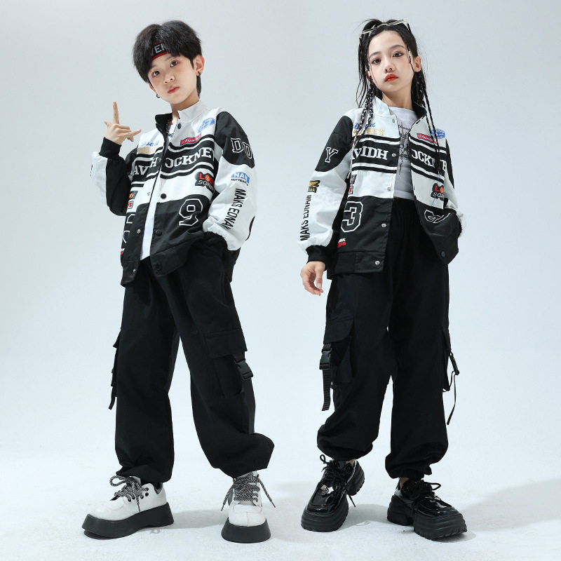 儿童爵士舞演出套装hiphop炸街街舞潮服儿童酷帅走秀架子鼓表演服