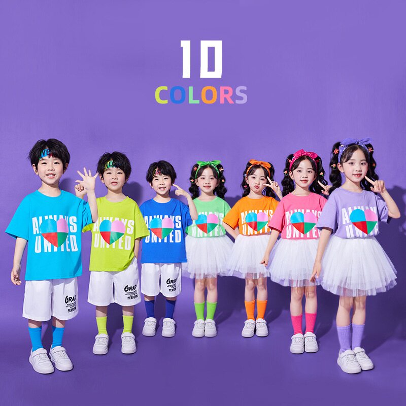 元旦儿童表演服小学生啦啦队服装幼儿园舞蹈演出服团体大合唱纱裙