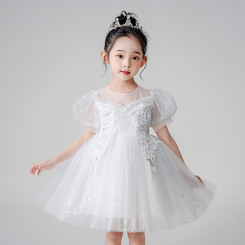 儿童礼服裙高级感女孩婚纱公主裙花童生日舞台表演服蓬蓬纱连衣裙
