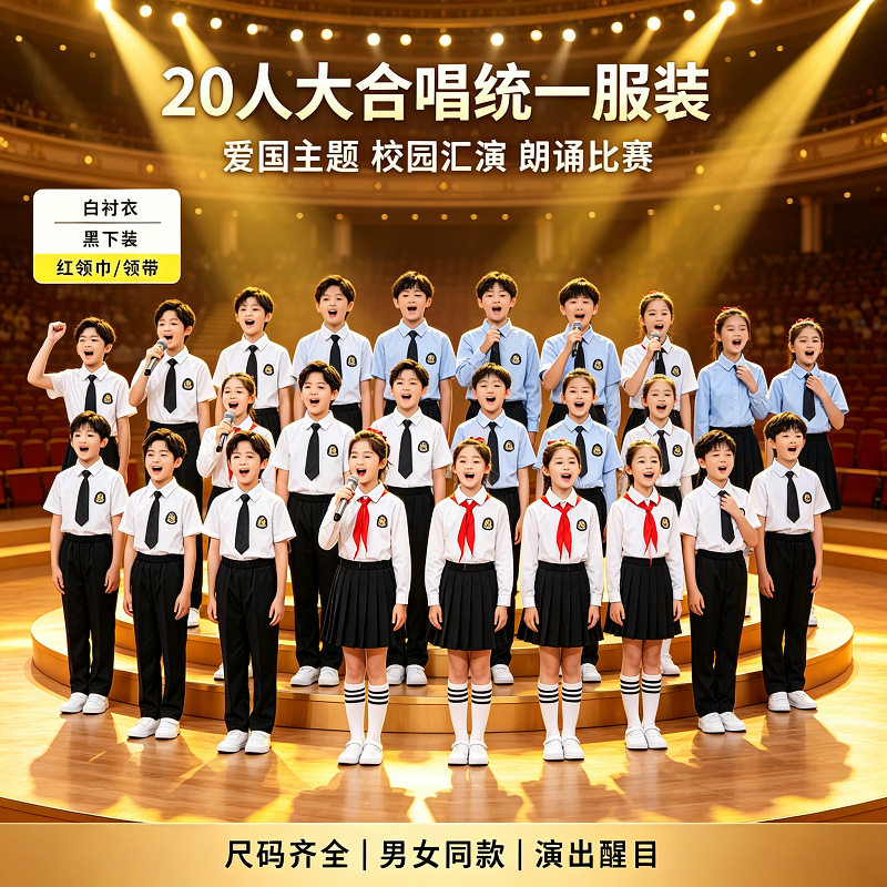 十一儿童少先队员中小学生演出服女红领巾国庆大合唱舞蹈表演服装