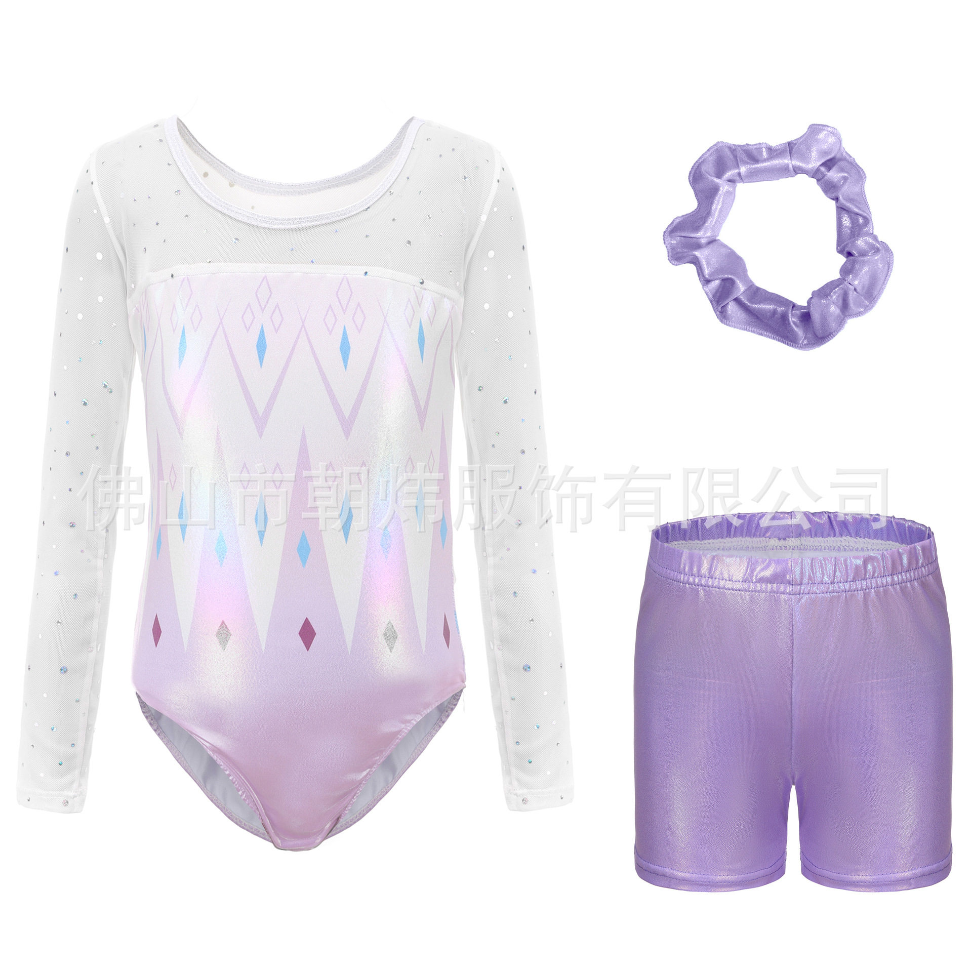 舞蹈服儿童体操服烫金体操服儿童舞蹈服表演服紧身衣儿童练功服头