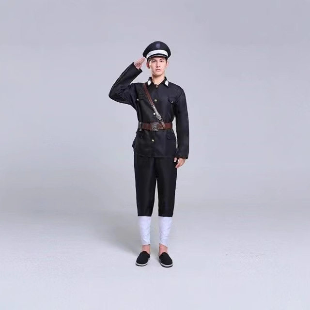 成人伴郎服民国二狗子汉奸演出服巡捕房警察伪军儿童舞台表演服装
