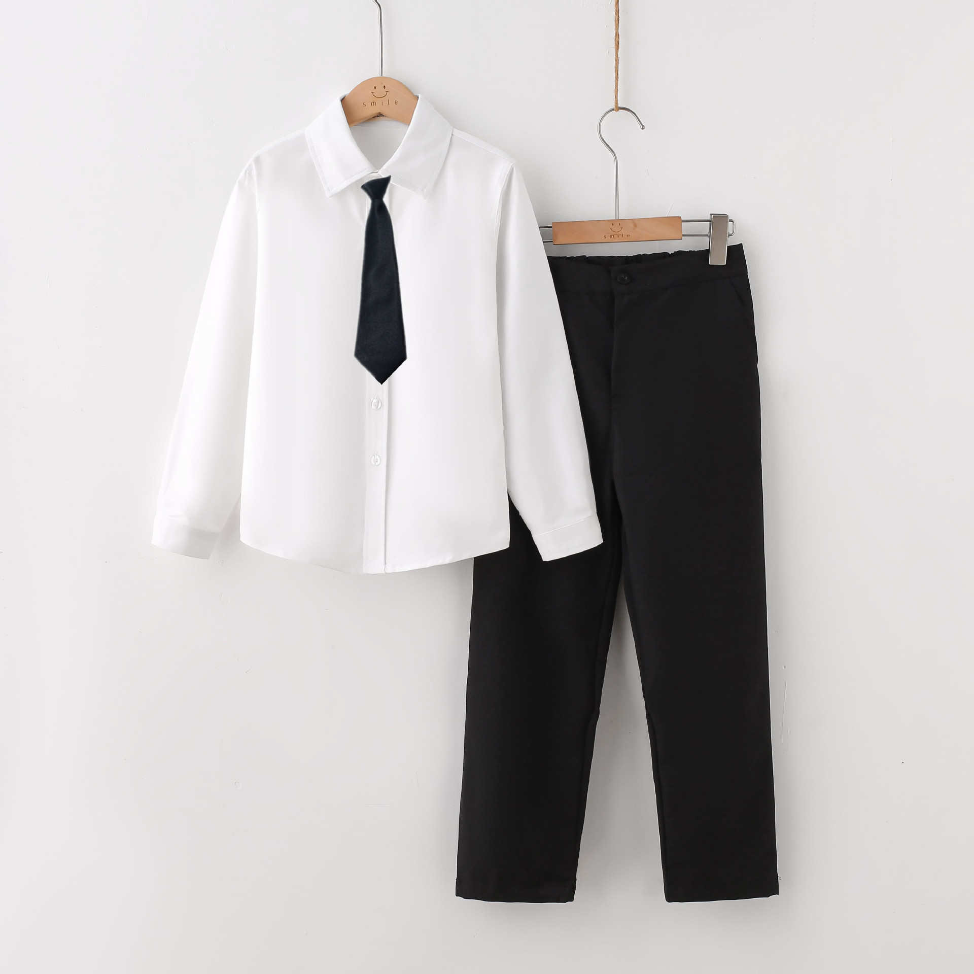 纯棉长袖衬衫儿童白衬衫表演服正装白衬衣学生制服衬衫现货批发