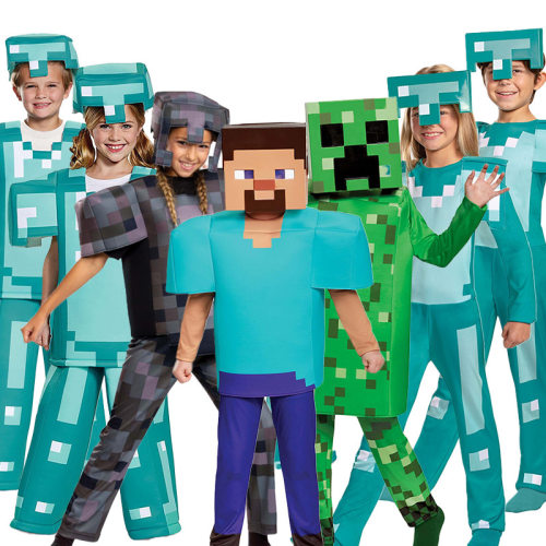万圣节儿童我的世界儿童cos服史蒂夫舞台游戏表演服minecraft万圣