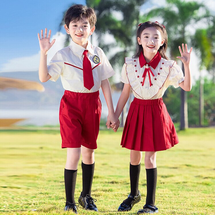 中小学生校服国庆短袖连衣裙运动套装儿童表演服演出服幼儿园