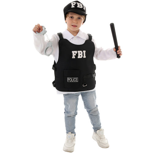新款现货儿童警察背心表演服FBI警察角色扮演cos服学校舞台演出服
