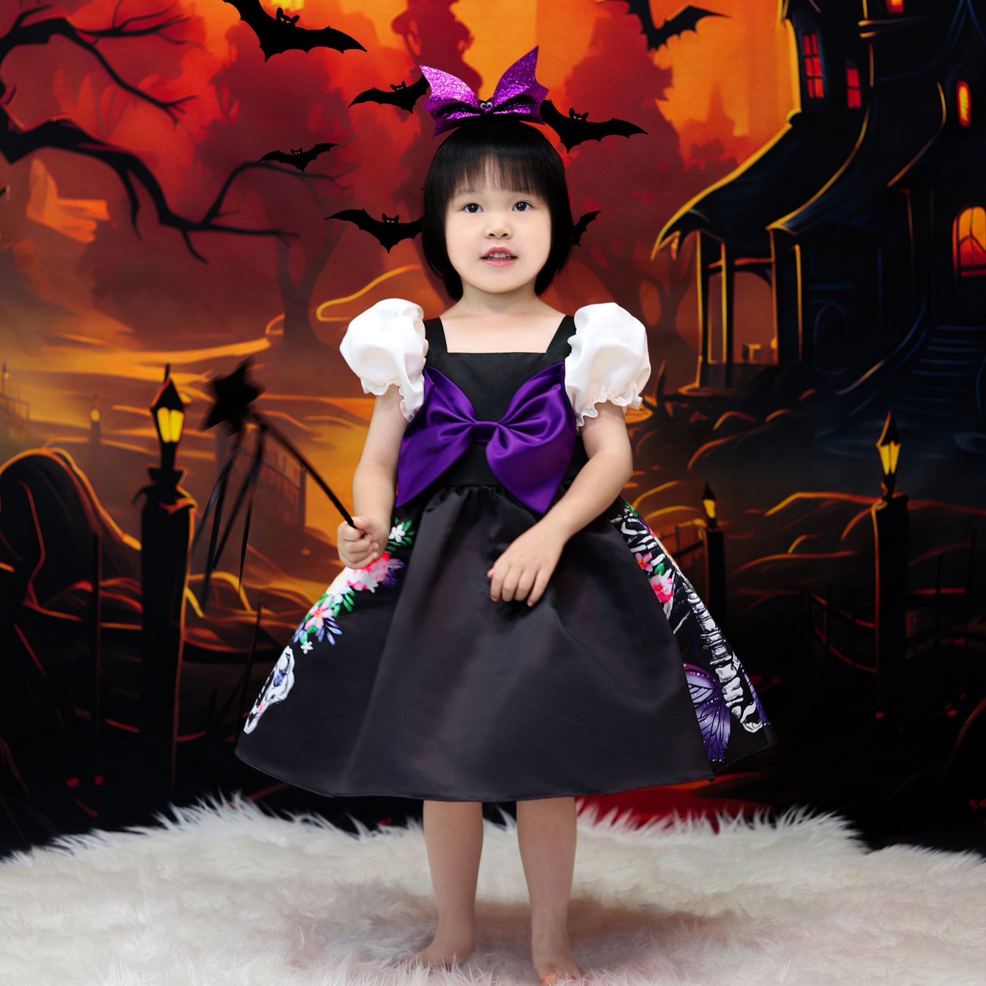 外贸Halloween dress万圣节儿童服cosplay节日表演连衣裙女童装扮