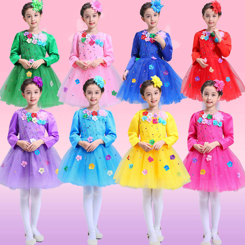 六一儿童合唱服演出服女童跳舞蓬蓬裙主持人礼服中小学生表演服装