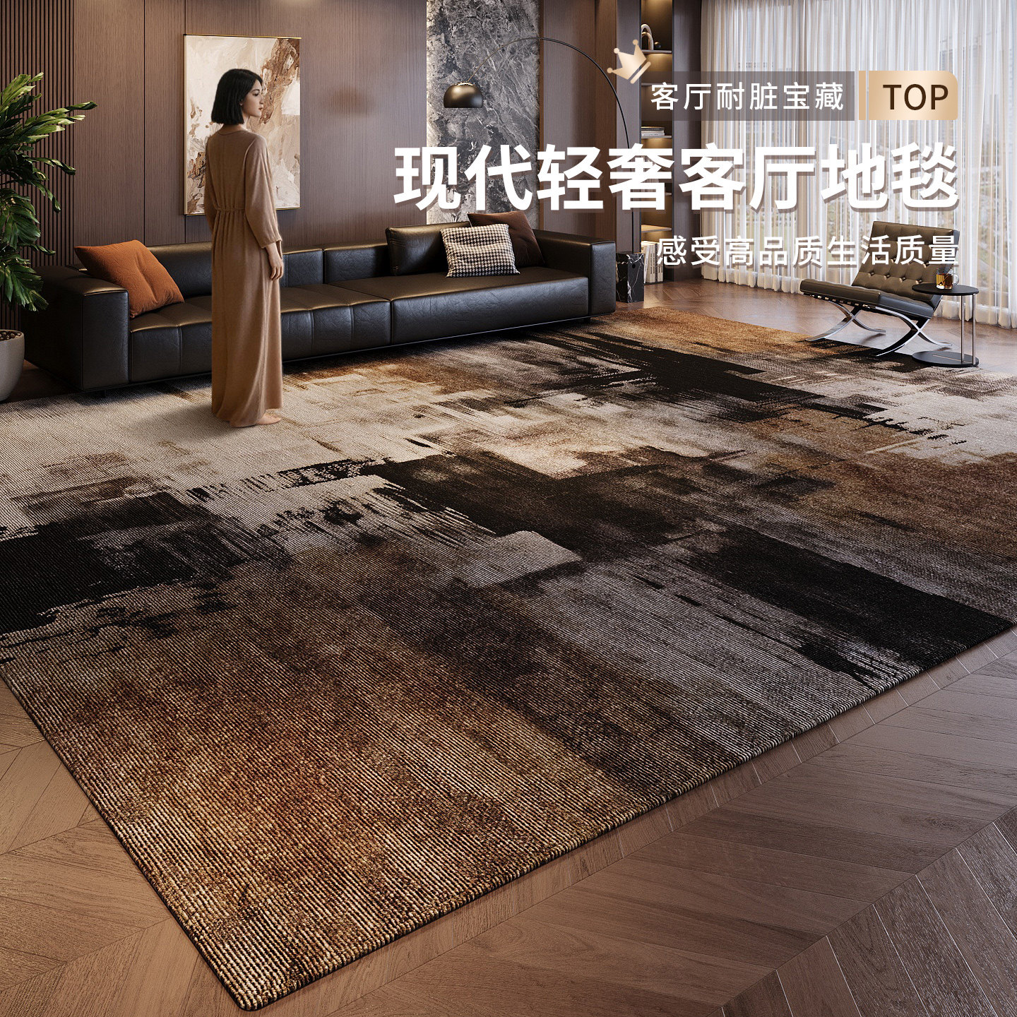 诗缇客厅地毯玄关耐脏好打理地垫