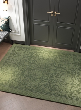 高级感绿色地垫入户门垫进门地毯家用轻奢客厅门口玄关脚垫可裁剪