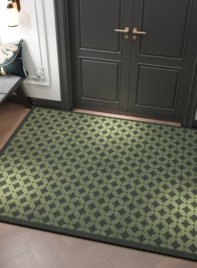 高级感复古绿色地垫入户门垫进门地毯家用轻奢门口玄关脚垫可裁剪
