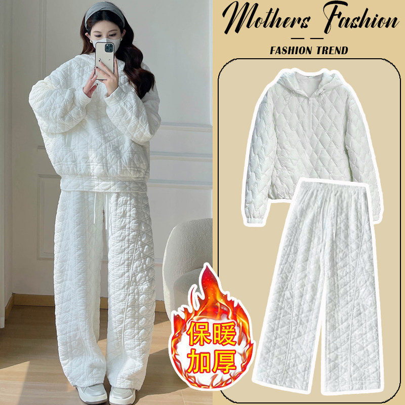 孕妇白色套装秋冬2026新款时尚洋气连帽夹棉加厚保暖棉衣两件套女,孕妇装/孕产妇用品/营养,连衣裙,淘宝优惠券,粉丝福利购,淘宝优惠卷