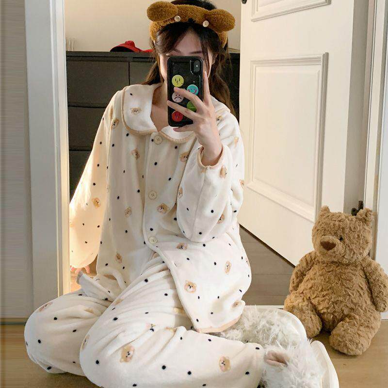 2026珊瑚绒月子服秋冬季厚款12月大码产妇哺乳法兰绒孕期孕妇睡衣
