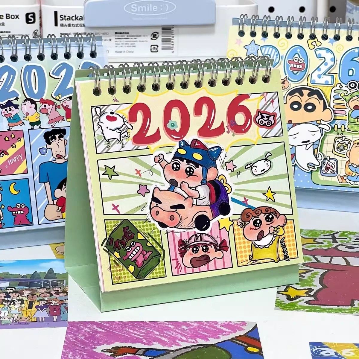 2026年蜡笔小新日历新款卡通涂鸦台历可爱高颜值学生送礼桌面摆件,文具电教/文化用品/商务用品,台历,淘宝优惠券,粉丝福利购,淘宝优惠卷