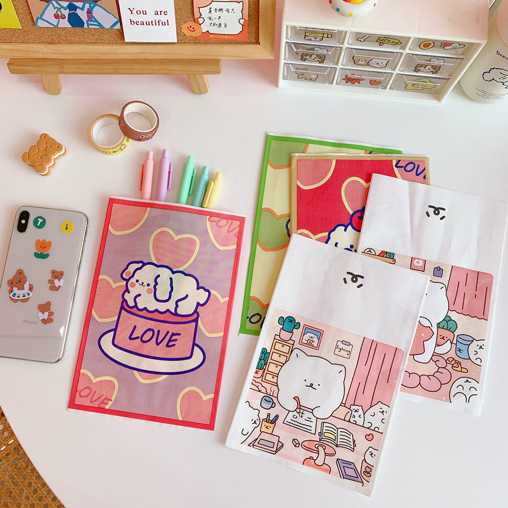 活动礼品可爱纸质风韩版收纳袋卡通简约软萌熊迷你纸袋子摆拍装饰