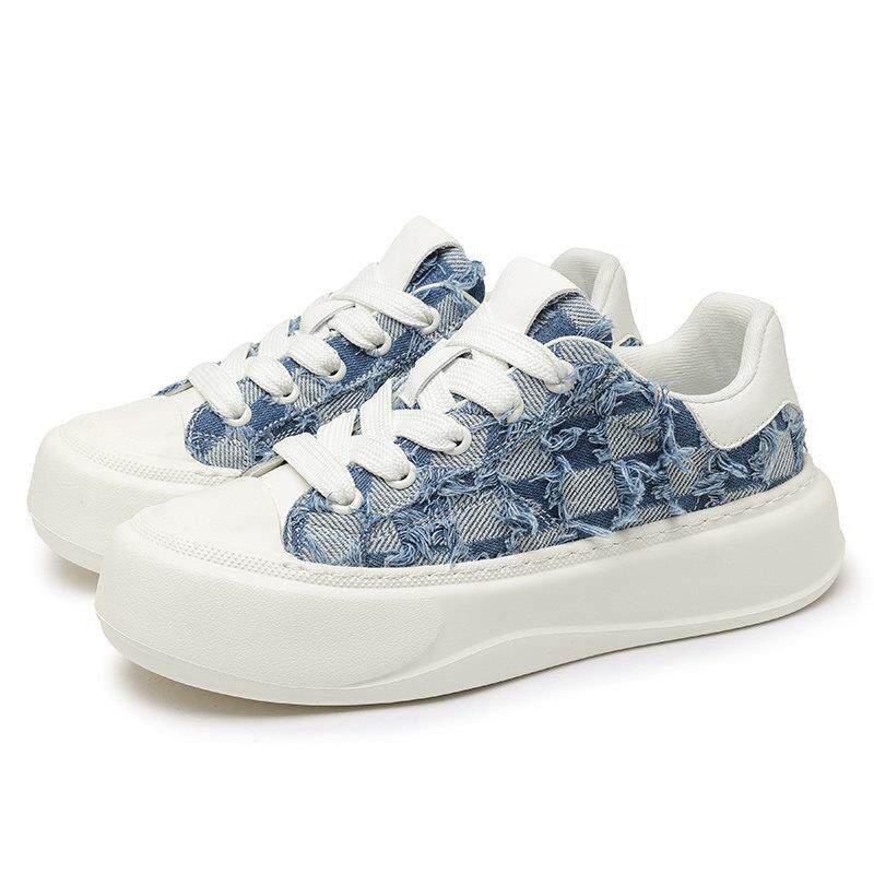 迈洛森男鞋夏季透气厚底帆布鞋男款潮流牛仔布增高休闲板鞋子男