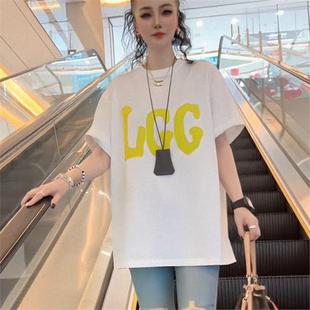 新款 t恤女美式 宽松显瘦上衣 Dsyle字母印花圆领纯棉短袖 法国Rouje