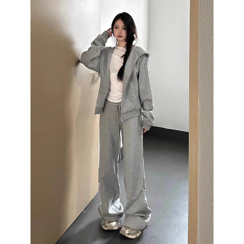 英国DGKP运动套装女春秋季新款宽松开衫卫衣时尚阔腿裤休闲两件套