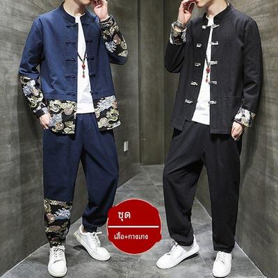 TWG中国风男装潮牌覆古风汉服修身中山装棉麻套装古装中式唐装潮