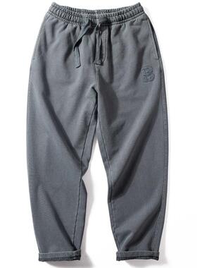 Home Daily~ 卫裤男秋冬季水洗全宽松直筒覆古做旧男士休闲运动裤