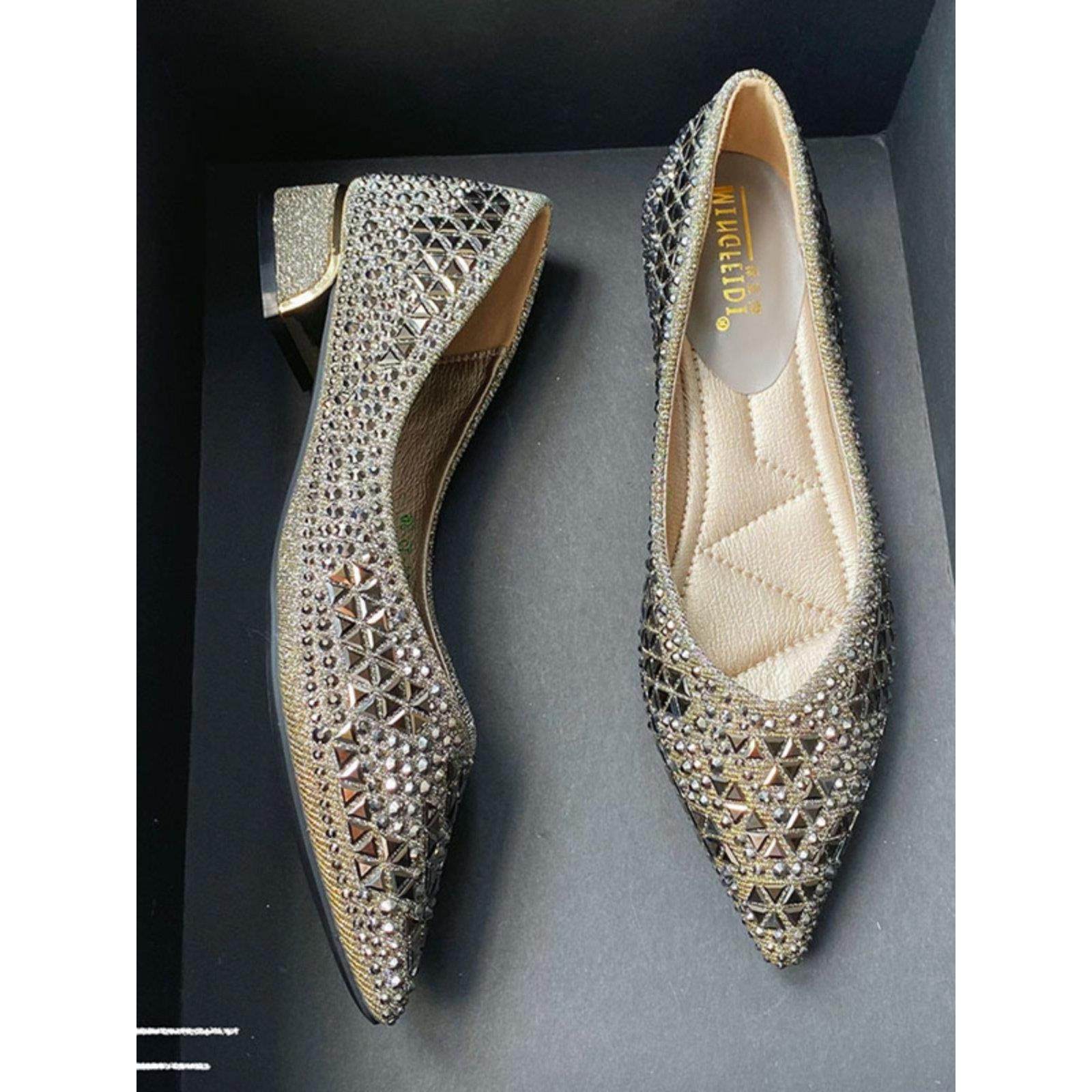 香港厚跟法式女式平底鞋2025春秋季新款尖头晚鞋低跟大码41-43,女鞋,雨鞋,淘宝优惠券,粉丝福利购,淘宝优惠卷