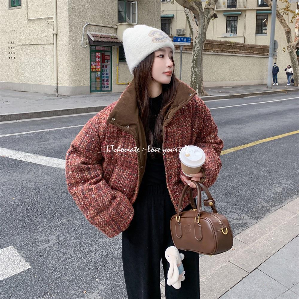 I.Tchooiate小香风羽绒服女2025冬款短款小个子面包服白鸭绒外套