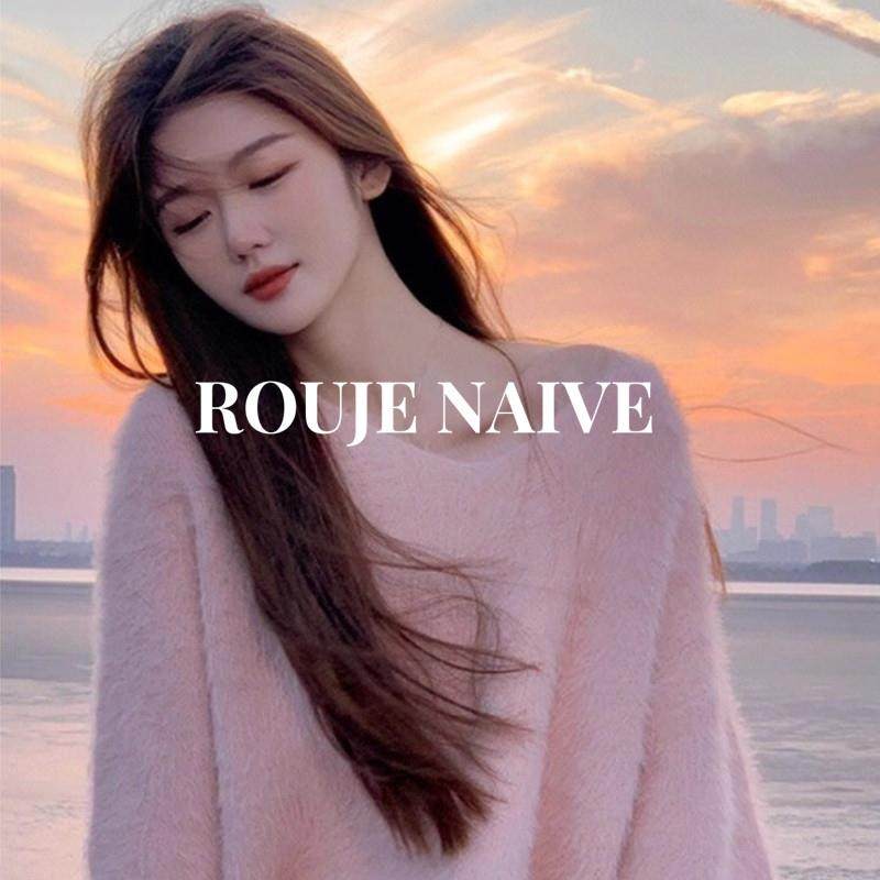 ROUJE NAIVE温柔风粉色v领水貂绒毛衣女春秋季加厚软糯针织衫上衣,女装/女士精品,大码内搭,淘宝优惠券,粉丝福利购,淘宝优惠卷