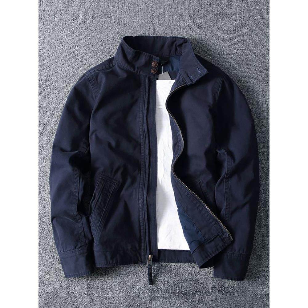 Home Daily 港风潮男~简约纯棉纯色重磅短款立领休闲夹克外套男,男装,秀禾服,淘宝优惠券,粉丝福利购,淘宝优惠卷