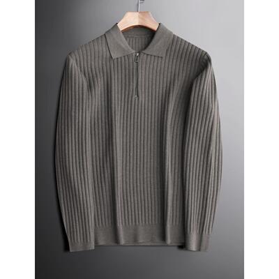 翻领polo衫毛衣男士2025秋冬新款打底上衣保暖修身针织衫轻奢商务