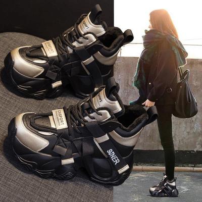 怎么穿都好看~LW-Changer 厚底高帮老爹鞋加绒内增高运动休闲棉鞋