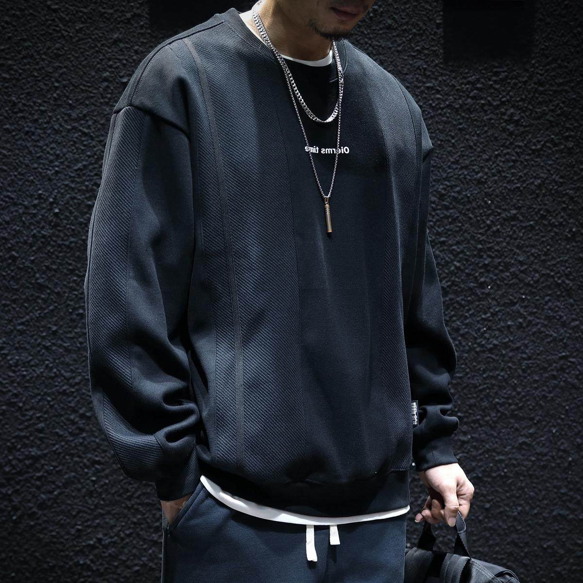 潮牌it neith BIAS百搭美式休闲卫衣男春秋宽松圆领加绒大码上衣