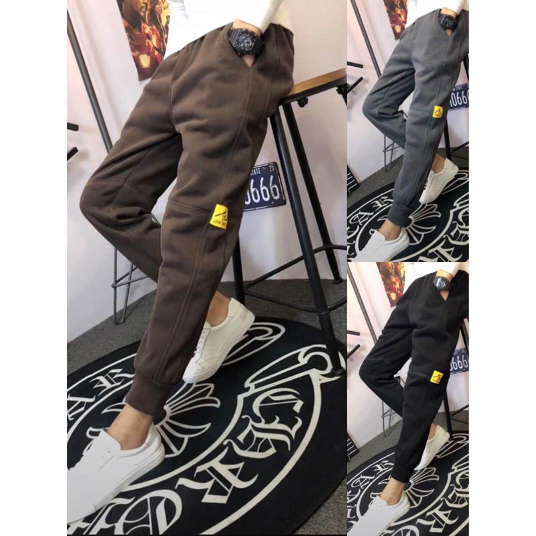 潮牌冬季卫裤男修身百搭小脚休闲裤加绒加厚运动裤韩版潮流哈伦裤