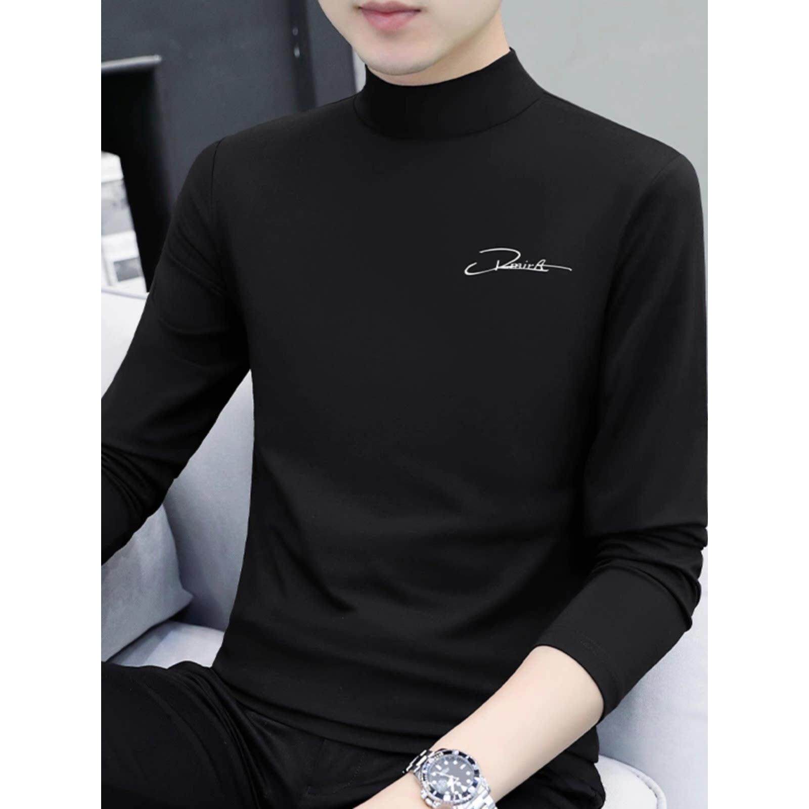 莫代尔纯棉半高领长袖t恤男士2025新款秋冬季内搭打底衫男款秋衣