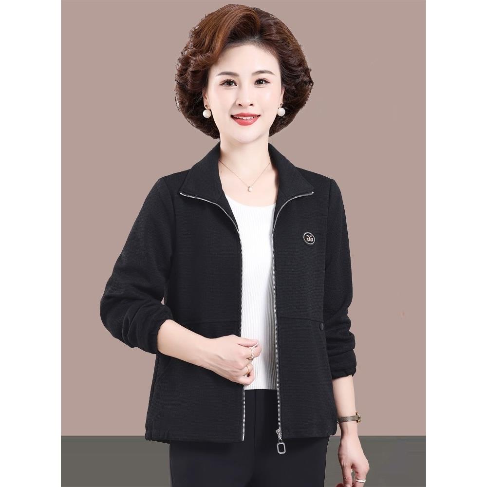 CVY中老年妈妈短款外套女2025春秋新款洋气风衣宽松大码夹克上衣