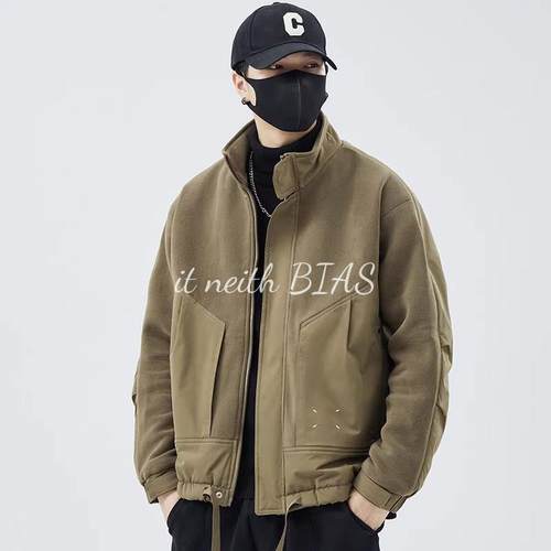 it neith BIAS摇粒绒立领棉衣外套男士秋冬2025新款棉服加厚工装