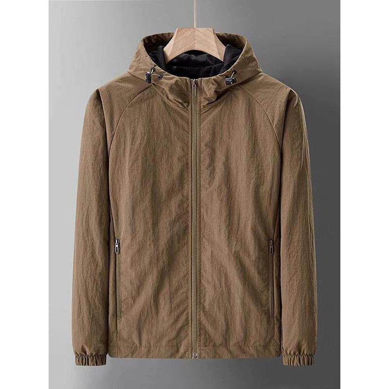 连帽夹克男士春秋季薄款防风防水冲锋衣外套男款潮流百搭工装上衣
