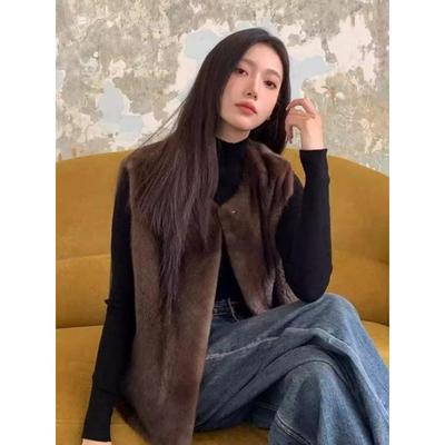 Chlenady Maillard貂皮背心女性春季覆古经典可访问豪华优雅时尚