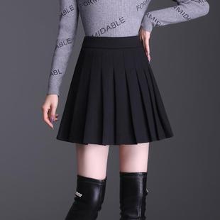 2025秋新款 鑫欣阿玛施艾正羊毛呢百褶裙半身裙a字高腰短裙子
