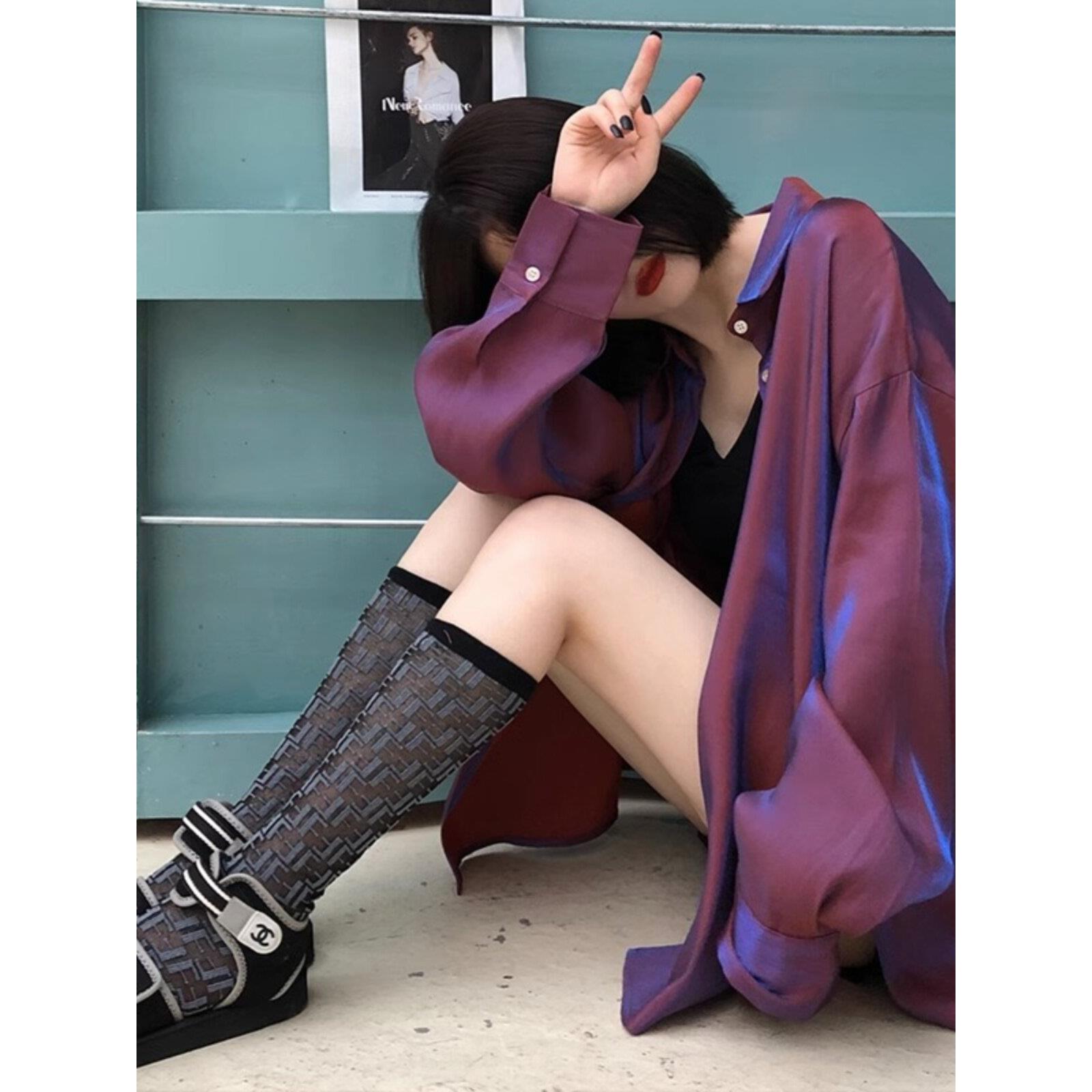 法式衬衫女设计感小众2025年春秋薄款港味覆古外套时尚衬衣上衣潮