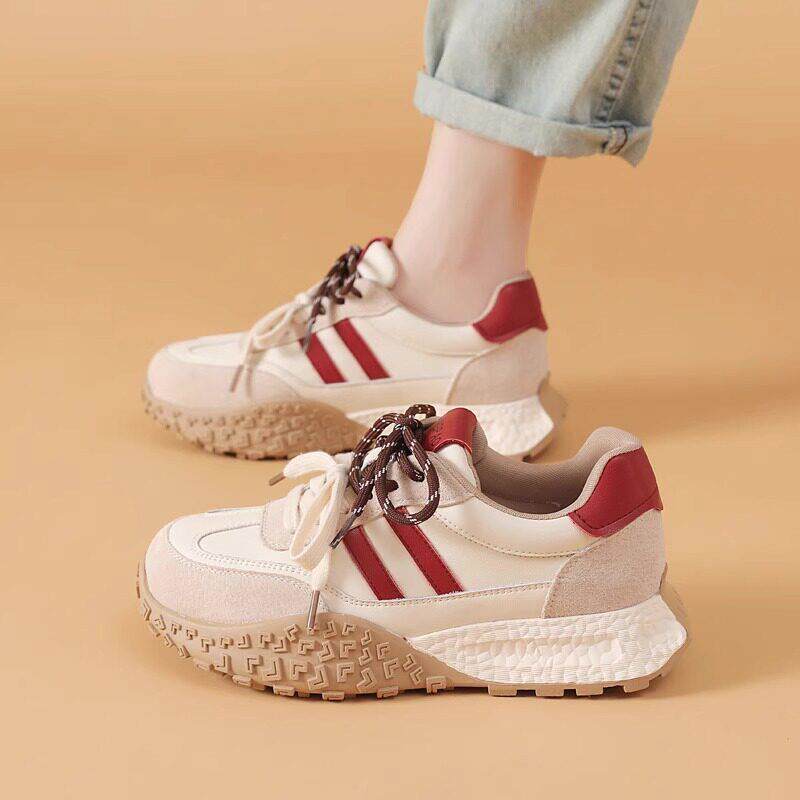 厚底增高老爹鞋女春秋2025新款百搭真皮小白鞋轻便时尚运动休闲鞋