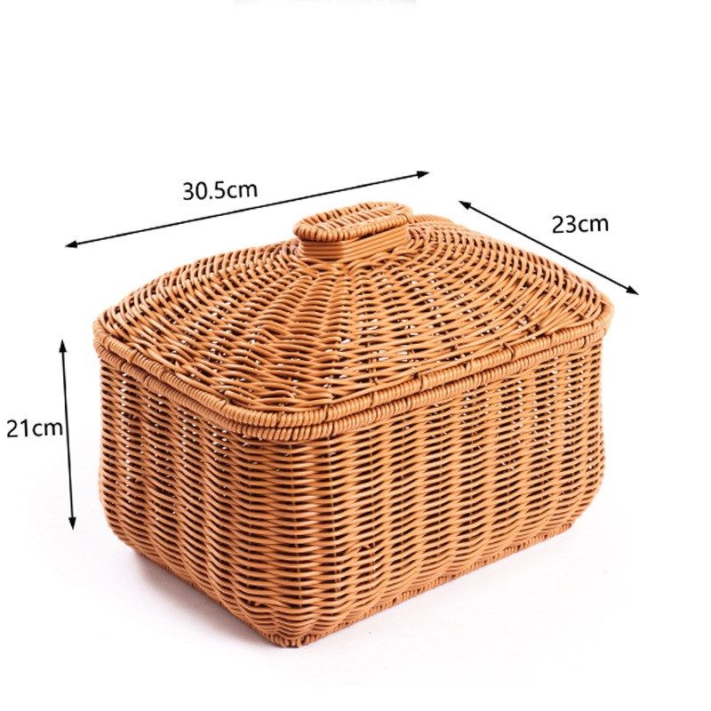 水果篮圆形零食篮子藤编带盖收纳筐首饰化妆品玩具收纳箱仿藤编织,收纳整理,其他收纳篮,淘宝优惠券,粉丝福利购,淘宝优惠卷